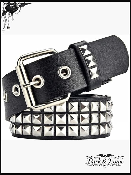 Faux Leather Studded Belt Punk Rock Rivet 1.5\